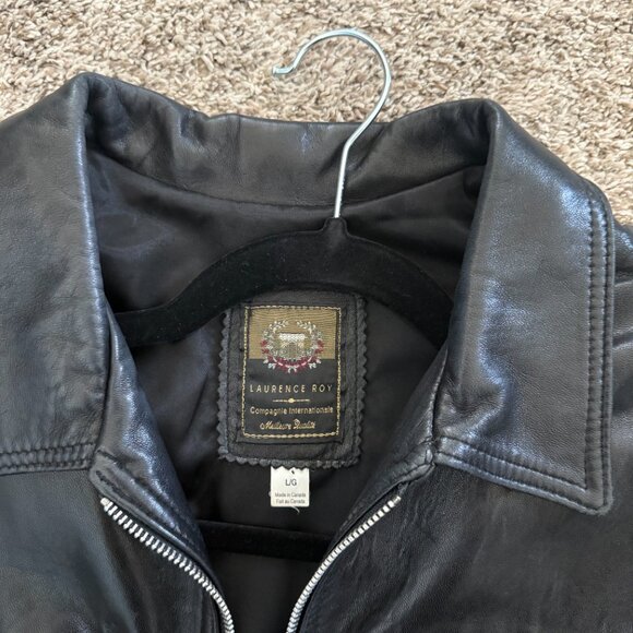 Vintage 90s Genuine Leather Boxy Jacket Laurence Roy sz Large Classic - Picture 12 of 15